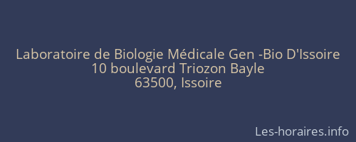 Laboratoire de Biologie Médicale Gen -Bio D'Issoire