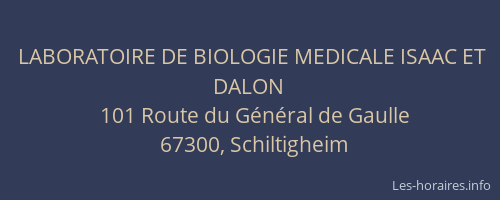 LABORATOIRE DE BIOLOGIE MEDICALE ISAAC ET DALON