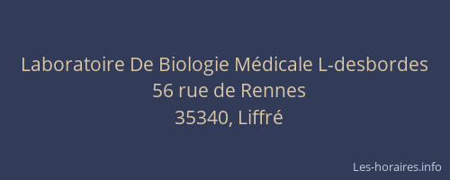 Laboratoire De Biologie Médicale L-desbordes