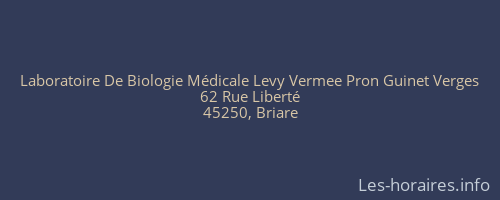 Laboratoire De Biologie Médicale Levy Vermee Pron Guinet Verges