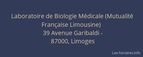 Laboratoire de Biologie Médicale (Mutualité Française Limousine)