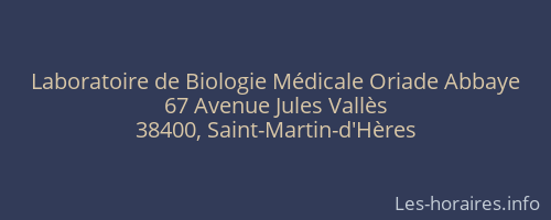 Laboratoire de Biologie Médicale Oriade Abbaye
