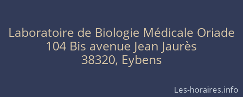 Laboratoire de Biologie Médicale Oriade