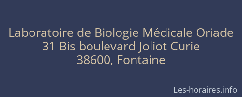 Laboratoire de Biologie Médicale Oriade