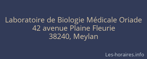 Laboratoire de Biologie Médicale Oriade