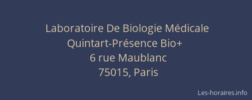 Laboratoire De Biologie Médicale Quintart-Présence Bio+