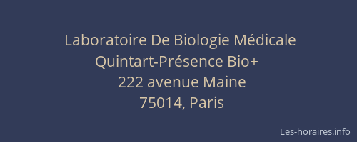 Laboratoire De Biologie Médicale Quintart-Présence Bio+