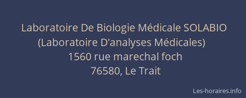 Laboratoire De Biologie Médicale SOLABIO (Laboratoire D'analyses Médicales)