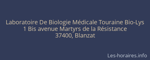 Laboratoire De Biologie Médicale Touraine Bio-Lys