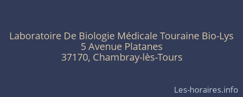 Laboratoire De Biologie Médicale Touraine Bio-Lys
