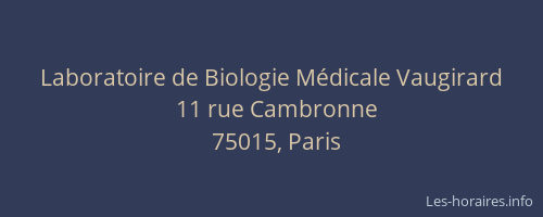 Laboratoire de Biologie Médicale Vaugirard