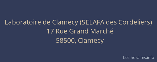 Laboratoire de Clamecy (SELAFA des Cordeliers)