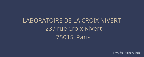 LABORATOIRE DE LA CROIX NIVERT