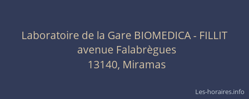 Laboratoire de la Gare BIOMEDICA - FILLIT