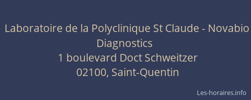 Laboratoire de la Polyclinique St Claude - Novabio Diagnostics