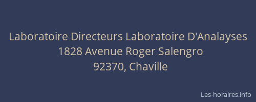 Laboratoire Directeurs Laboratoire D'Analayses