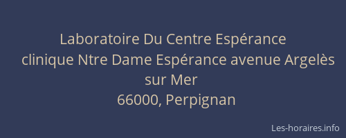 Laboratoire Du Centre Espérance