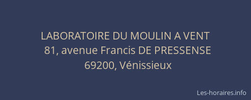 LABORATOIRE DU MOULIN A VENT