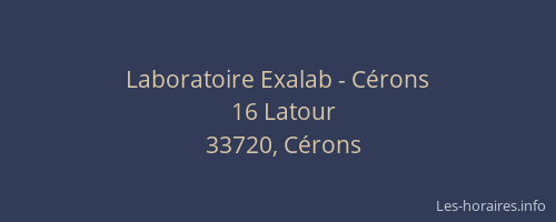 Laboratoire Exalab - Cérons