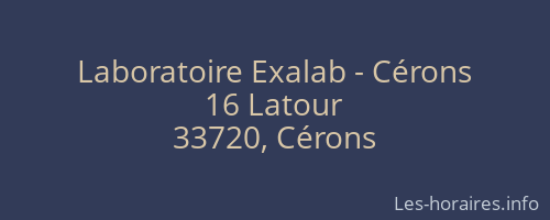 Laboratoire Exalab - Cérons