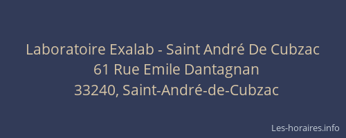 Laboratoire Exalab - Saint Andr&eacute; De Cubzac