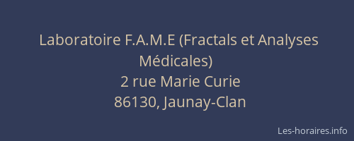 Laboratoire F.A.M.E (Fractals et Analyses Médicales)