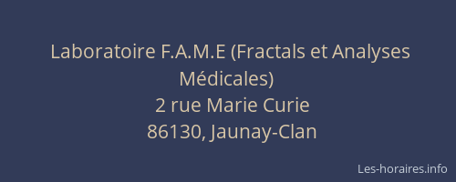 Laboratoire F.A.M.E (Fractals et Analyses M&eacute;dicales)