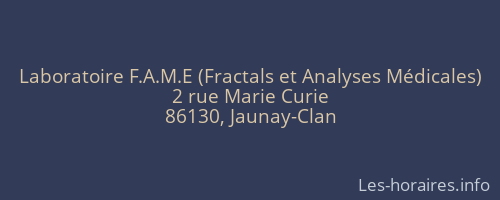 Laboratoire F.A.M.E (Fractals et Analyses Médicales)