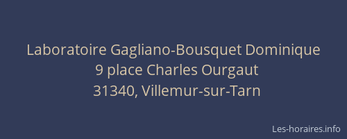 Laboratoire Gagliano-Bousquet Dominique