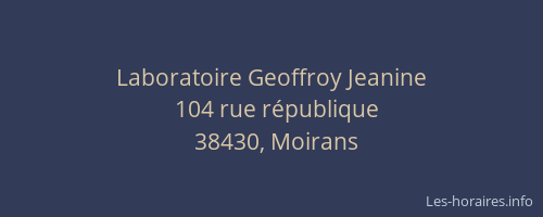 Laboratoire Geoffroy Jeanine