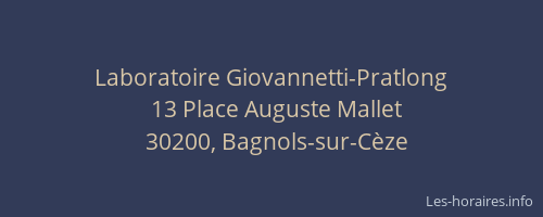 Laboratoire Giovannetti-Pratlong