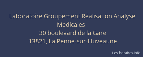 Laboratoire Groupement Réalisation Analyse Medicales