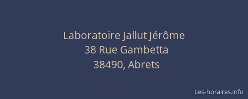 Laboratoire Jallut Jérôme