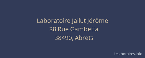 Laboratoire Jallut J&eacute;r&ocirc;me