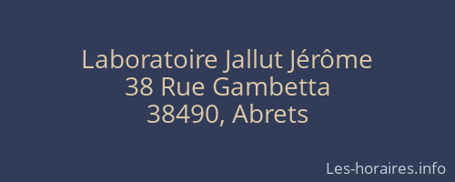 Laboratoire Jallut Jérôme