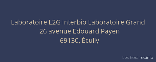 Laboratoire L2G Interbio Laboratoire Grand