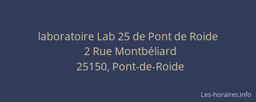 laboratoire Lab 25 de Pont de Roide