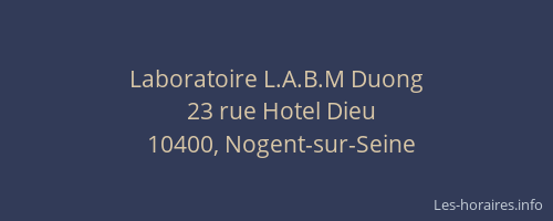 Laboratoire L.A.B.M Duong