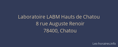 Laboratoire LABM Hauts de Chatou