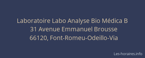 Laboratoire Labo Analyse Bio M&eacute;dica B