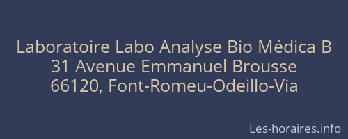 Laboratoire Labo Analyse Bio Médica B