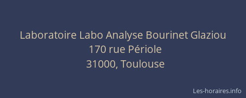 Laboratoire Labo Analyse Bourinet Glaziou