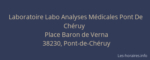 Laboratoire Labo Analyses M&eacute;dicales Pont De Ch&eacute;ruy