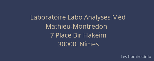 Laboratoire Labo Analyses Méd Mathieu-Montredon