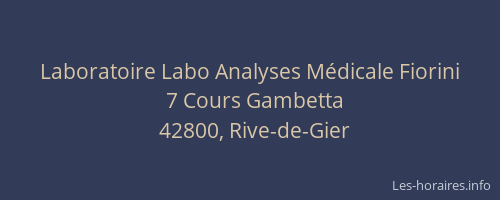 Laboratoire Labo Analyses Médicale Fiorini