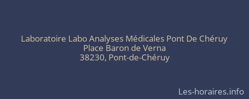 Laboratoire Labo Analyses Médicales Pont De Chéruy