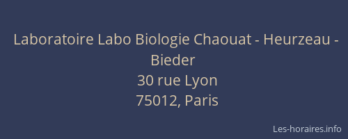 Laboratoire Labo Biologie Chaouat - Heurzeau - Bieder