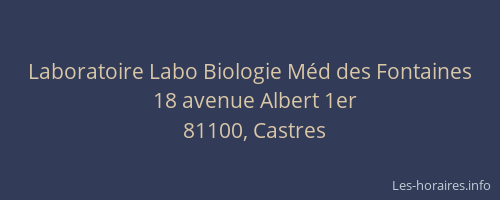 Laboratoire Labo Biologie Méd des Fontaines