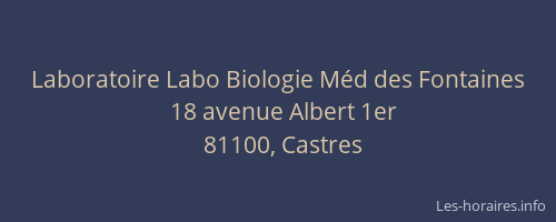 Laboratoire Labo Biologie M&eacute;d des Fontaines