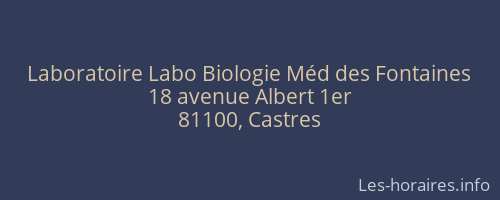 Laboratoire Labo Biologie Méd des Fontaines